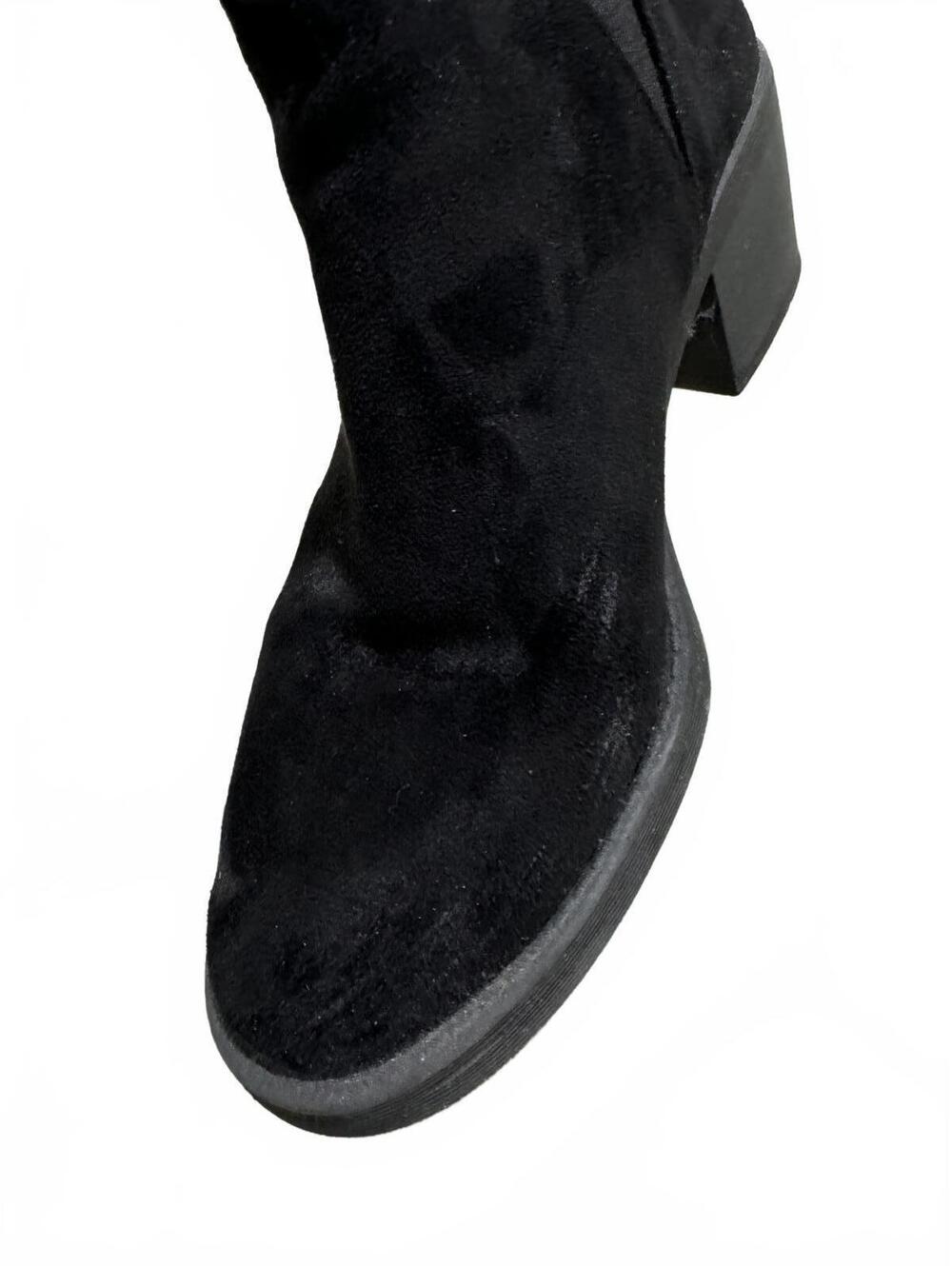 Forever 21 Black Faux Suede Block Heel Ankle Boots Booties Round Toe Size 8 - Picture 6 of 9